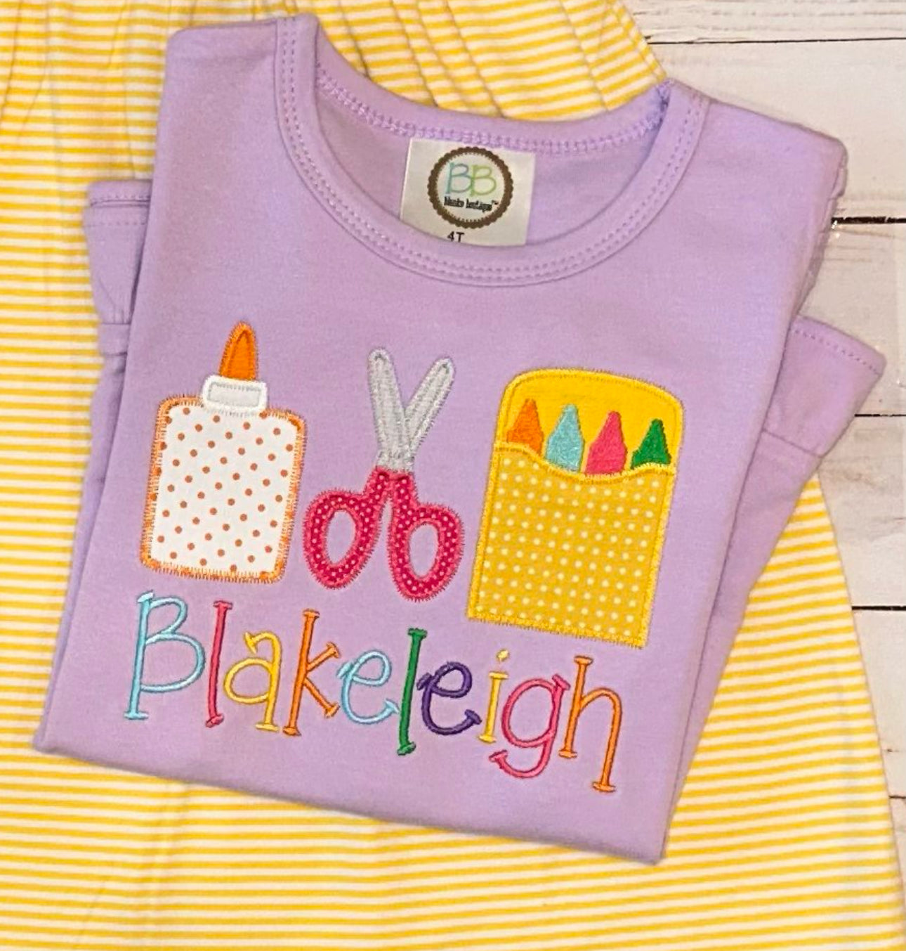 School Supplies Applique shirt