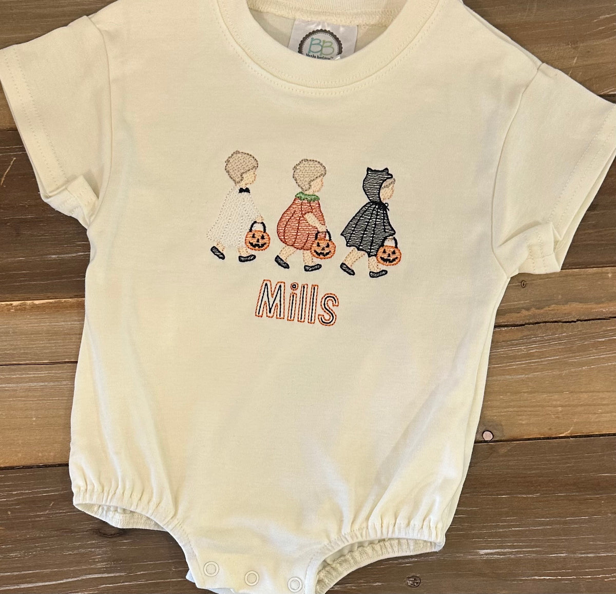 Halloween Boy Trio Embroidered Shirt or Bubble
