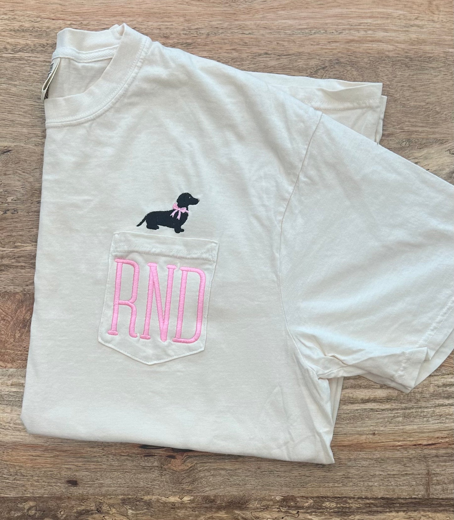 Dachshund Monogrammed Pocket Tshirt