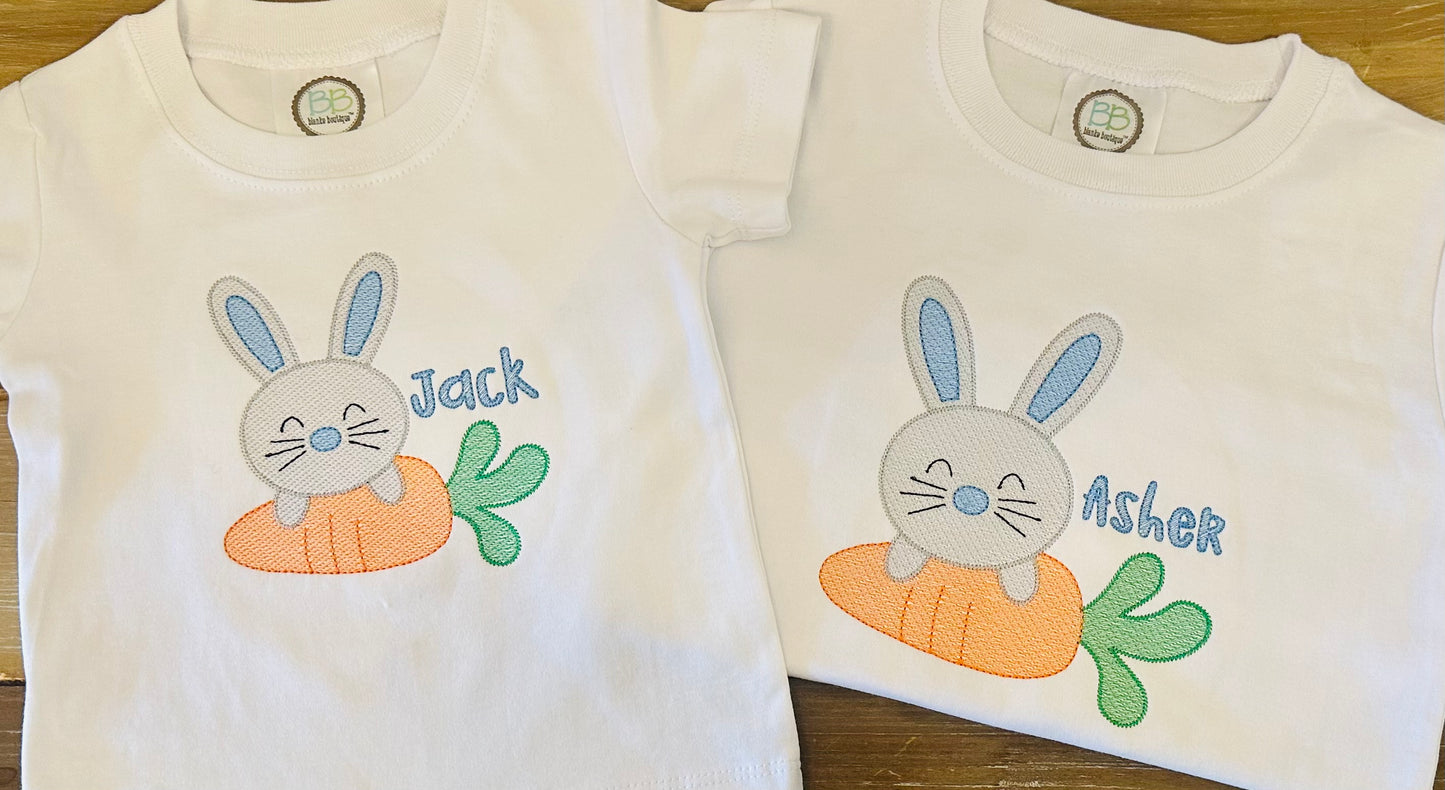 Embroidered Bunny and Carrot Shirt