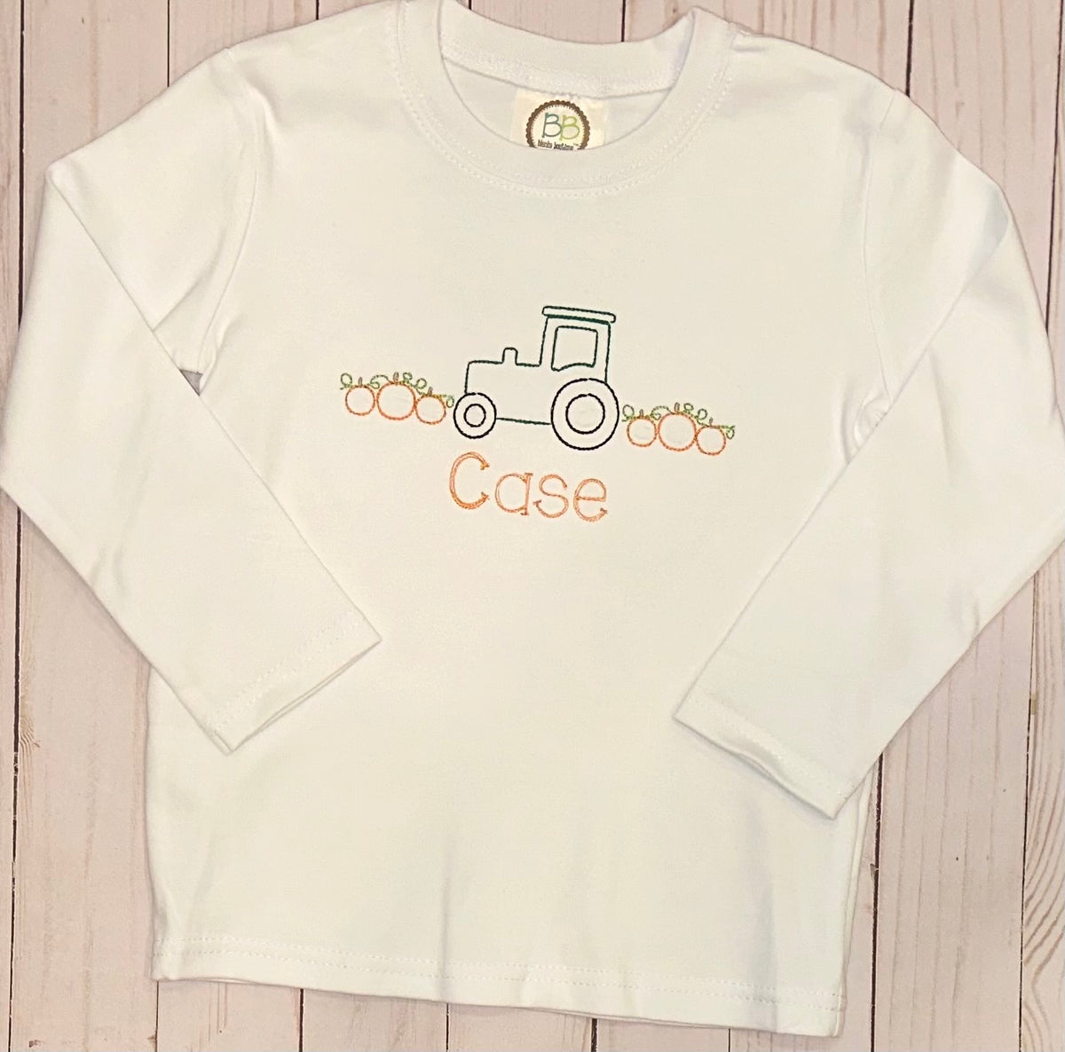 Tractor and Pumpkins Vintage Stitch Shirt