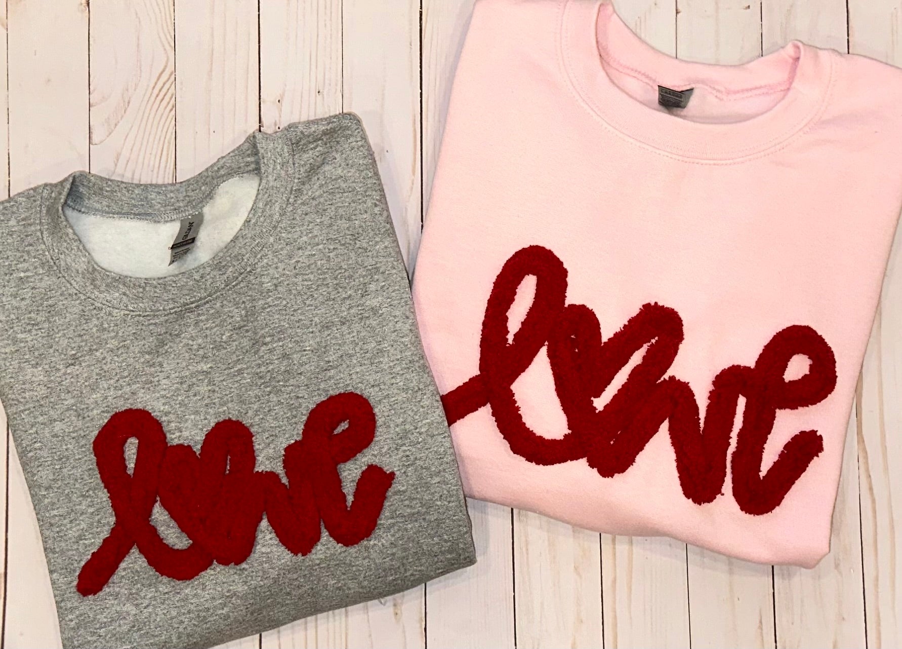 Chenille Love Sweatshirt Madibells Designs Custom Embroidery