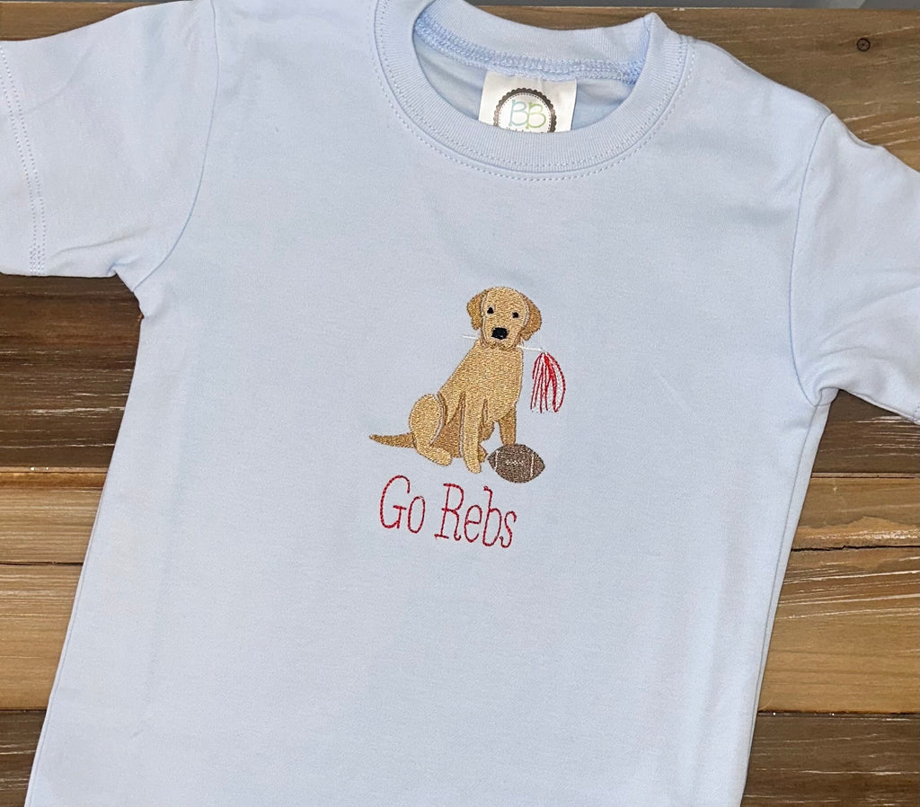 Dog with Football Embroidered Shirt