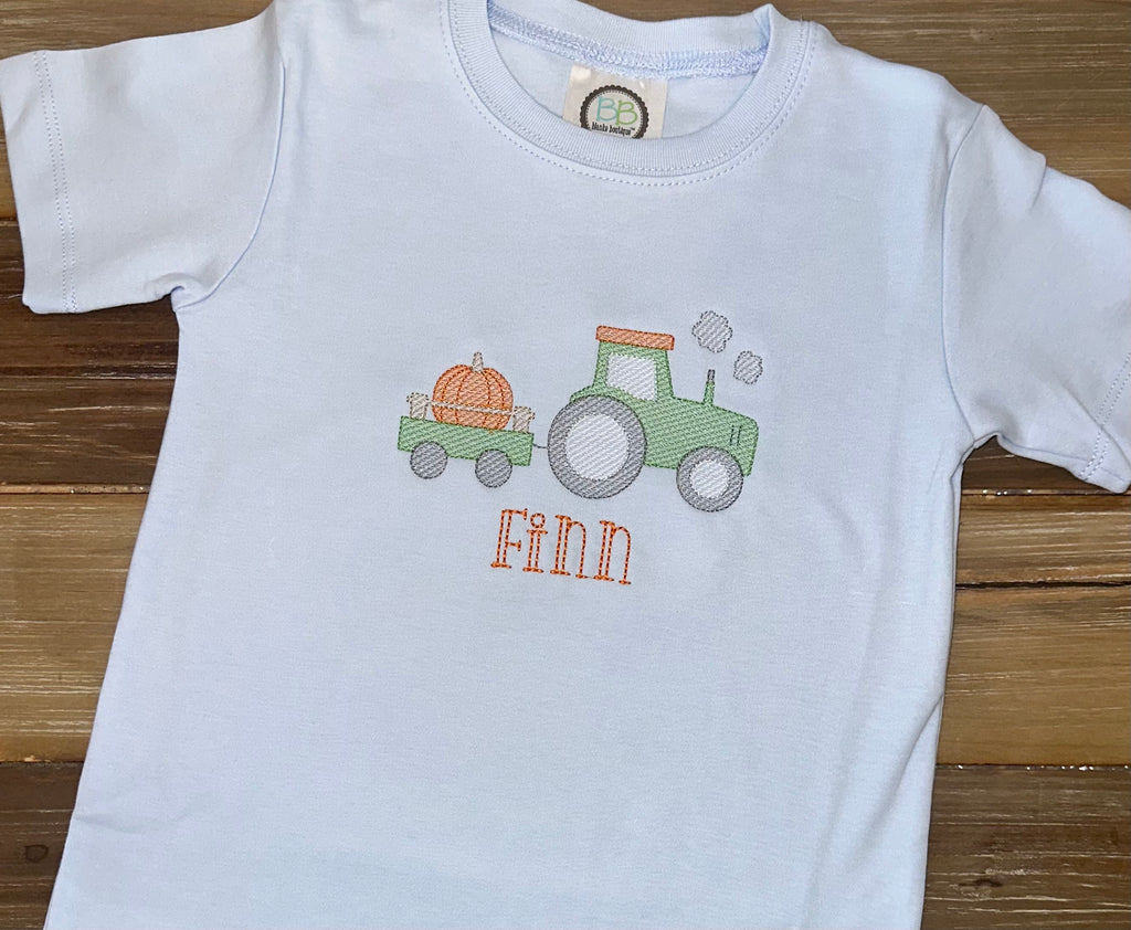 Tractor with Pumpkin Shirt