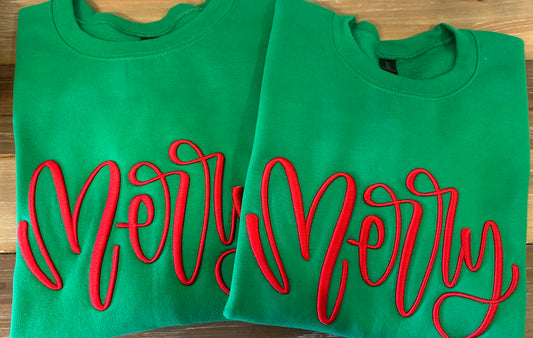 Merry 3D Puff Embroidered Sweatshirt
