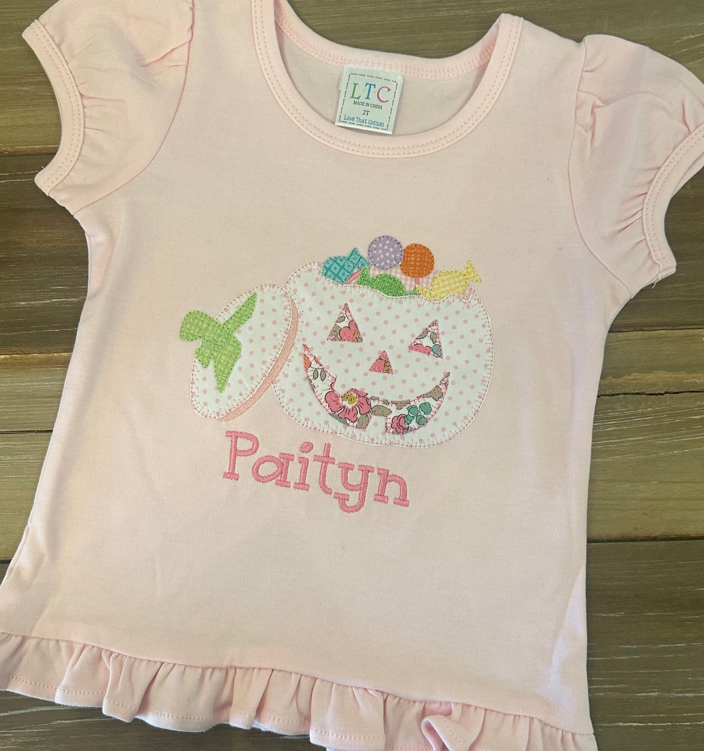 Jack O Lantern Halloween Candy Applique Shirt