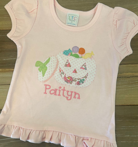 Jack O Lantern Halloween Candy Applique Shirt