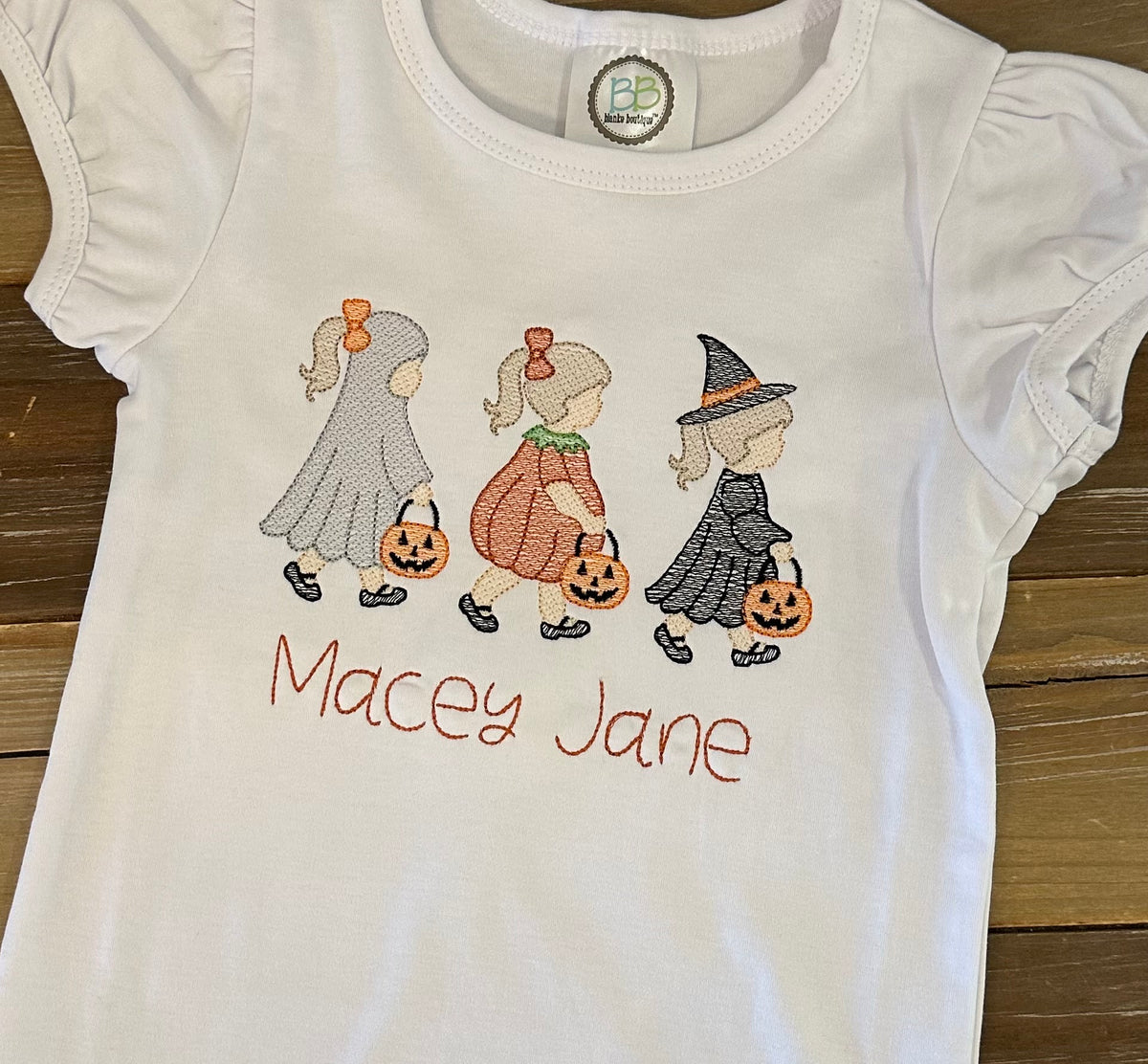 Halloween Girl Trio Embroidered Bubble or Shirt