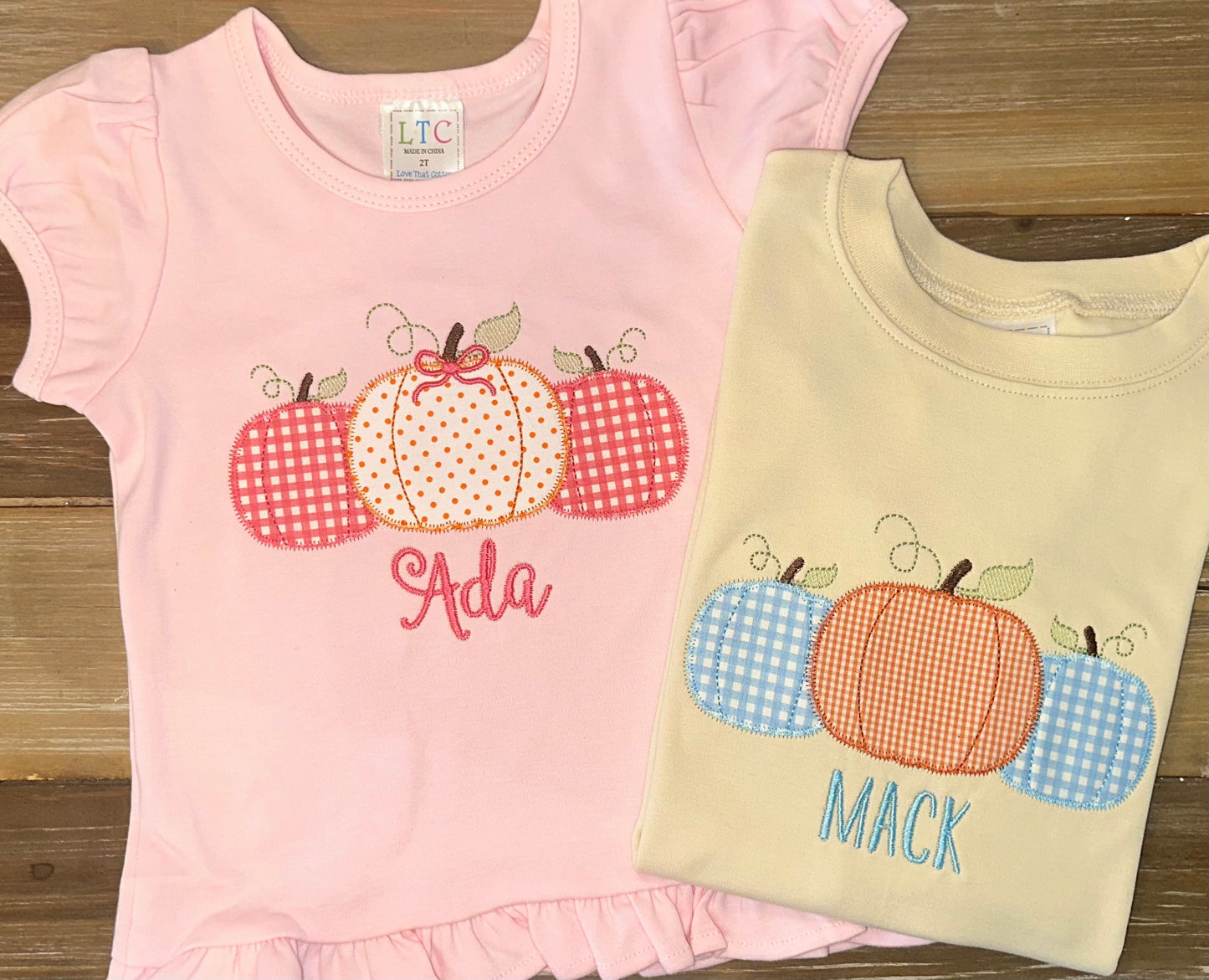 Pumpkin Trio with Bow Applique Shirt