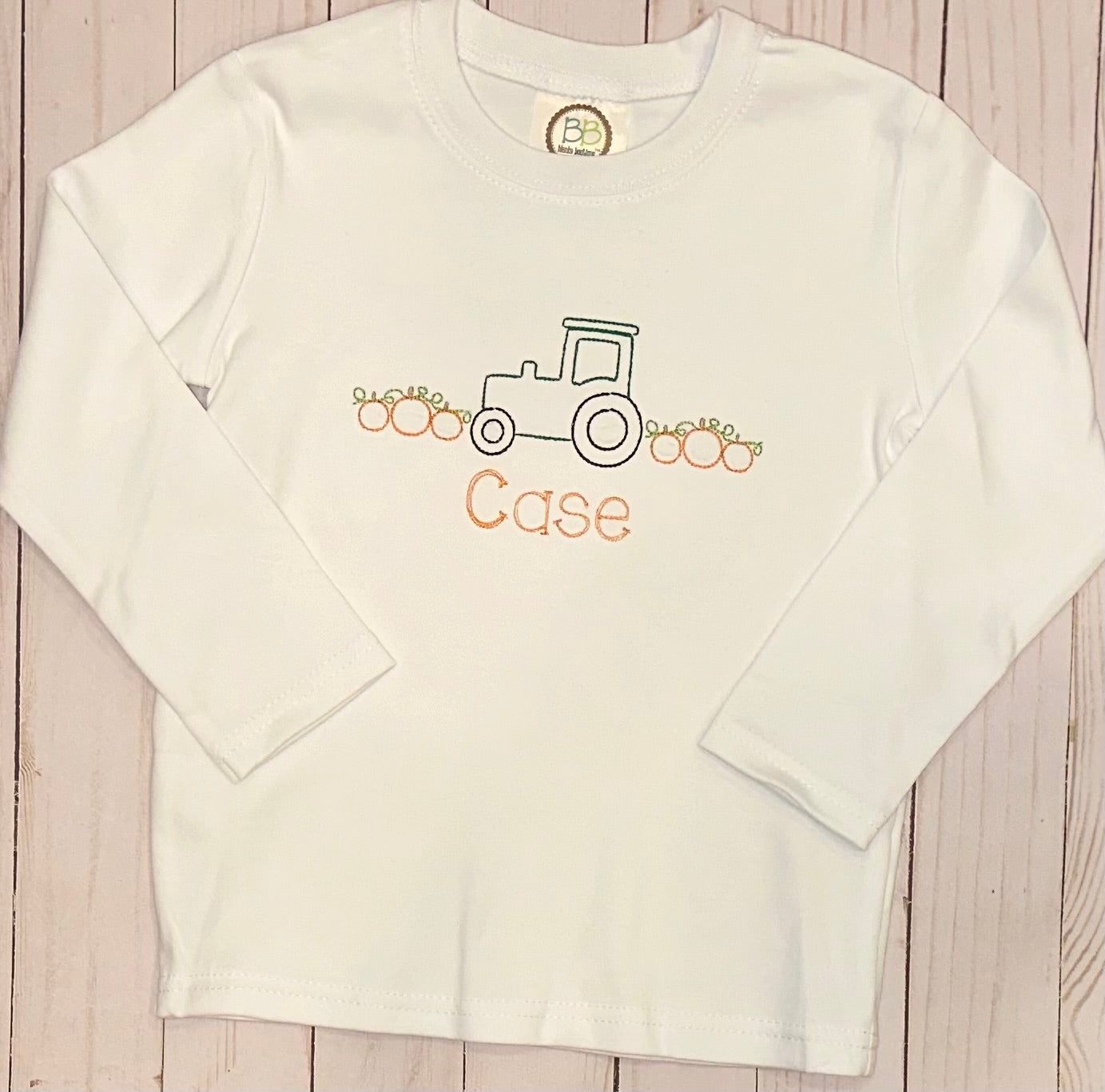 Tractor and Pumpkins Vintage Stitch Shirt
