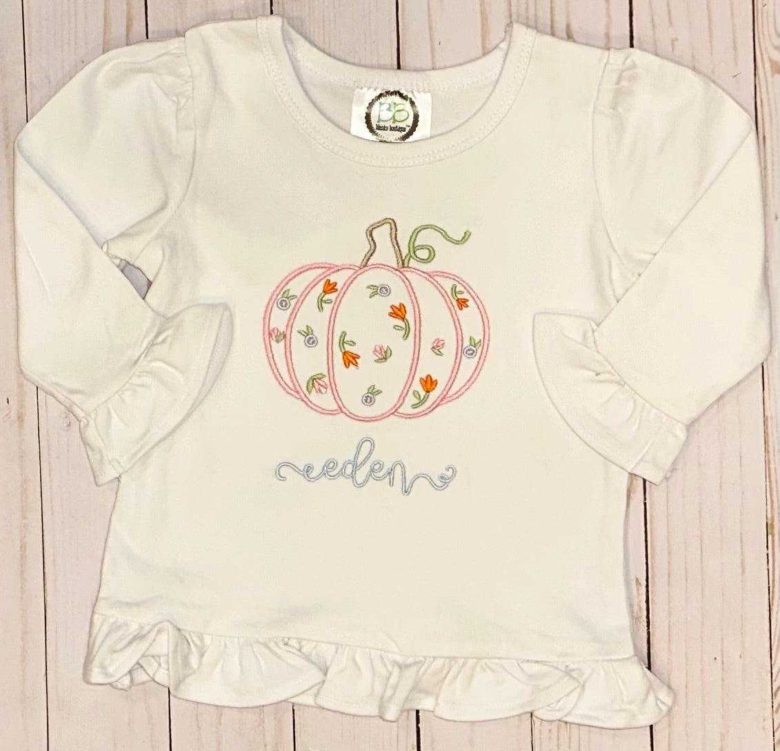 Floral Pumpkin Outline Shirt