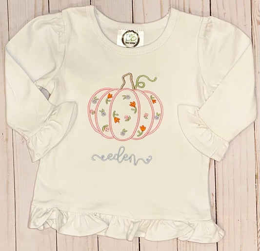 Floral Pumpkin Outline Shirt
