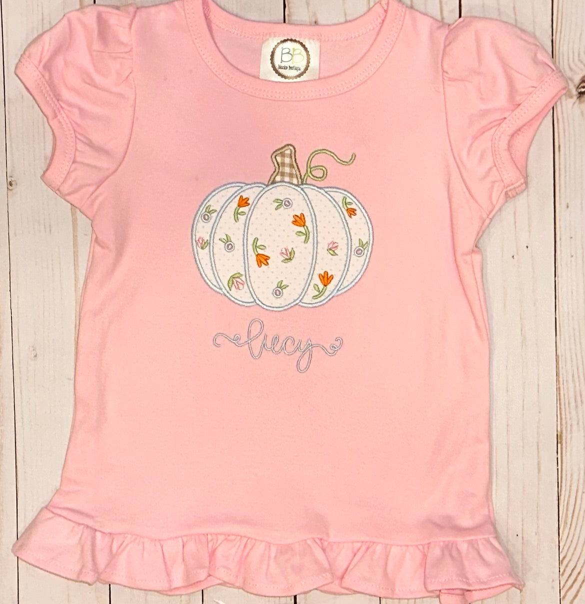 Floral Applique Pumpkin Shirt