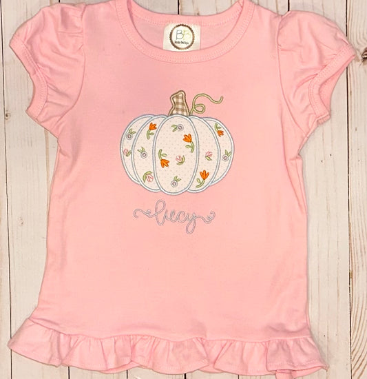 Floral Applique Pumpkin Shirt