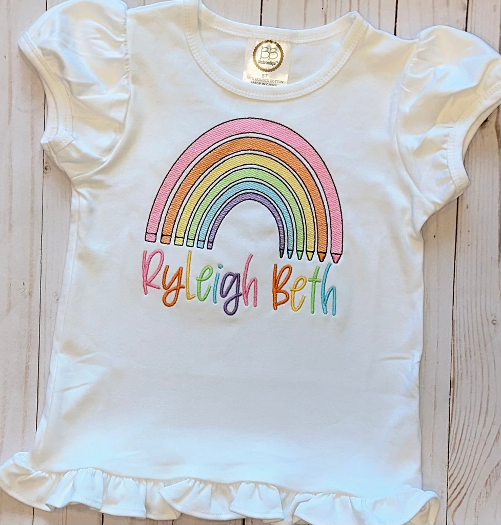 Crayon Rainbow Sketch Shirt