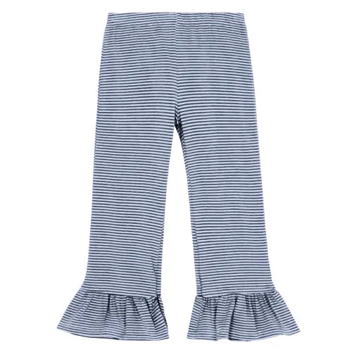 Micro Stripe Knit Ruffle Pants