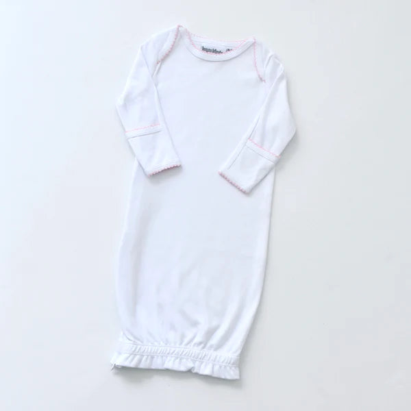 Monogrammed Picot Trim Baby Gown