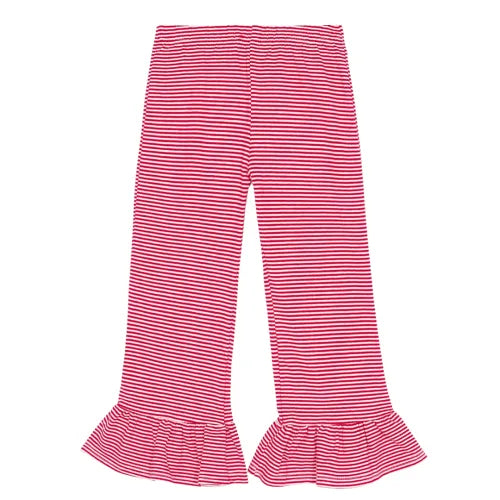 Micro Stripe Knit Ruffle Pants
